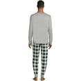 thumbnail image 4 of Jolly Jammies Men's Holiday Green Plaid Matching Family Pajamas Set, 2-Piece, Sizes S-XXL, 4 of 6