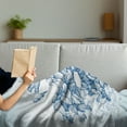 thumbnail image 3 of Seagulls Soft Flannel Fleece Blanket, Seagulls in Flight over Rocky Shore Crashing Waves Simplistic Sketch Design, Cozy Plush for Indoor and Outdoor Use, 50" x 60", Blue White Navy, by Ambesonne, 3 of 5