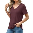 thumbnail image 3 of MOSHU 2 Pack Womens T Shirts V Neck Casual Tops Short Sleeve Comfort Fit Shirts for Women, 3 of 9