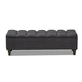 thumbnail image 3 of Brette Mid-Century Modern Charcoal Fabric Upholstered Dark Brown Finished Wood Storage Bench Ottoman, 3 of 5