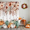 thumbnail image 2 of Shower Curtain 60"W x 72"L Autumn Flowers Leaves Thanksgiving Pumpkins Fabric Shower Curtains Set with Hooks Water Repellent Bathroom Curtains Machine Washable Bathroom Accessories, 2 of 6