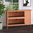 thumbnail image 2 of PawHut 2 Tier Rabbit Hutch Bunny Pet House Wooden Coop Run Cage, Orange, 2 of 8
