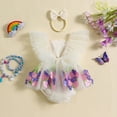 thumbnail image 3 of Douhoow Infant Newborn Girls Tulle Floral Romper 3M 6M 12M 18M Baby Ruffle Sleeveless 3D Flower Jumpsuit Headband, 3 of 8