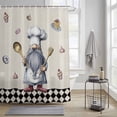 thumbnail image 3 of Kitchen Chef Dwarf Shower Curtain, Desserts Donuts Ice Cream Black Plaid Waterproof Shower Curtain Set with 12 Hooks Lightweight Bath Curtains Fabric Bathroom Decor 72x78 Inches, 3 of 9
