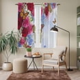 thumbnail image 6 of Pink Red Roses Kitchen Curtains 63 Inch Length, Spring Floral Butterflies Abstract Tiers Curtains for Living Room Berdoom Bathroom, Light Filtering Drapes Window Treatment 2 Panels 42"Wx63"L, 6 of 8