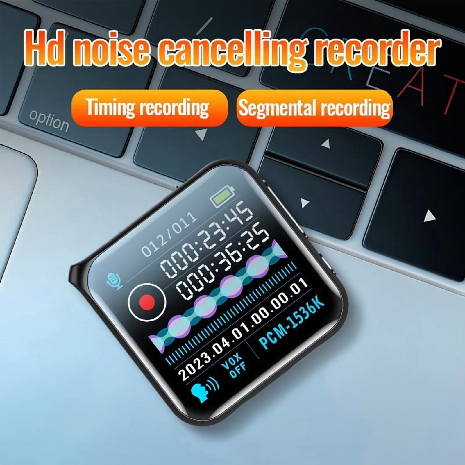 HD Voice Recorder with Noise Cancellation, 100H Playback, Large Display, Rechargeable Battery, 3.5mm Jack for Interviews, Meetings & Recording