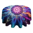 thumbnail image 4 of Colorful Tie Dye Flame Flower Pattern Round Tablecloth 60"x60",Wrinkle Wipeable Table Cloth for Kitchen Dining Room Picnic Patio Party, 4 of 6