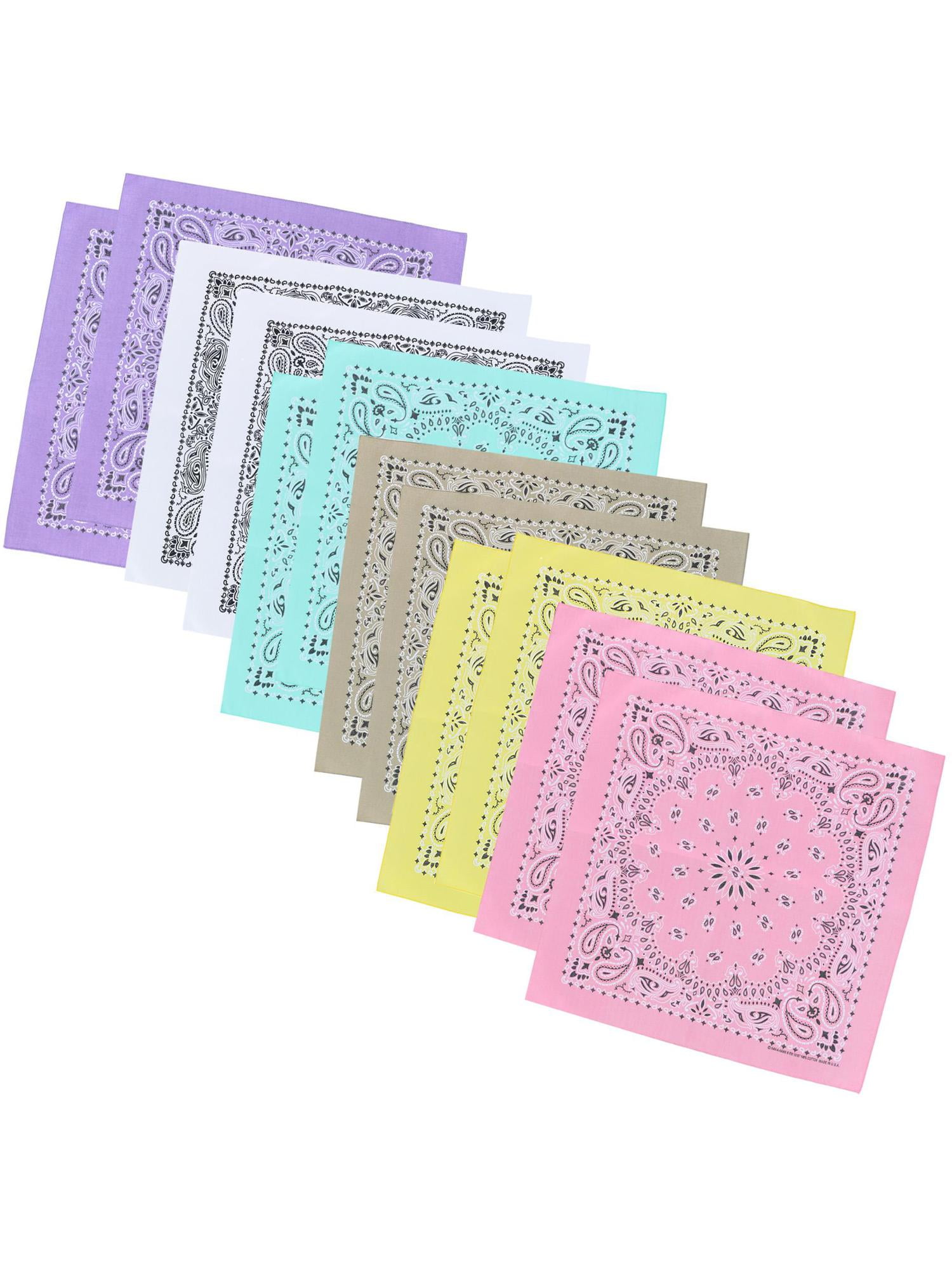 Paisley Print Stylish Design Bandana Scarves Rainbow Colours Value Pack 12 Set 