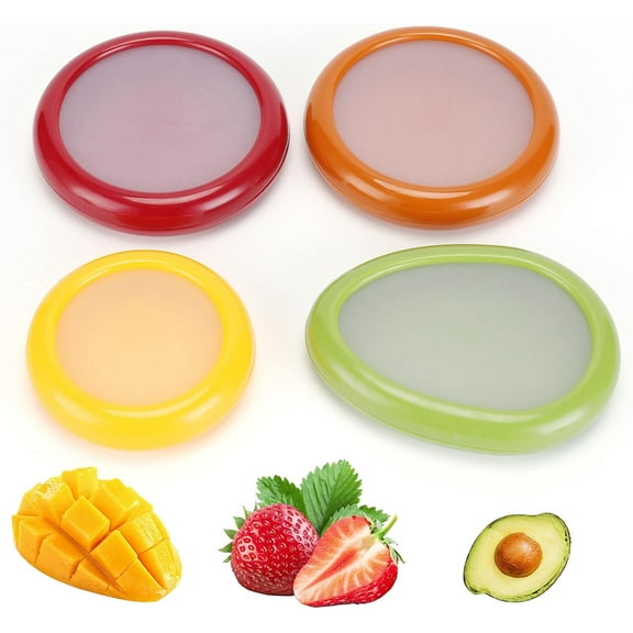 Set of 4 Reusable Fruit and Veggie Savers - Ideal for Avocados, Tomatoes, Apples, Garlic, Onions, and More