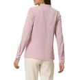 thumbnail image 3 of INSPIRE CHIC Women's Pleated Mock Neck Pearl Decor Elegant Work Blouse Top, 3 of 5