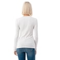 thumbnail image 2 of Simply Fashion Basic Round Crew Neck Long Sleeve T-Shirts - Stretch Cotton Spandex Ivory-Xlarge, 2 of 4
