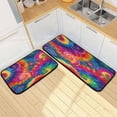 thumbnail image 7 of 2-Piece Kitchen Rugs Set Non-Slip Mats Carpet Floor for Kitchen, Bathroom (19.7"x27.6" & 19.7"x47.2") Colorful Tie-dye with Swirling, 7 of 7