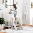 thumbnail image 2 of Towallmark Toddler Step Stool for Bathroom Sink, Kids Standing Tower, 3 Step Stool with Safety Handles for Kitchen, Bed, Toilet Potty Training, Non-Slip Three Step Ladder for Child Learning, 2 of 7