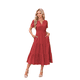 thumbnail image 1 of Vestido de Larga con Cuello en V, Plisado y Mangas Abullonadas Rojo XXL, 1 of 4