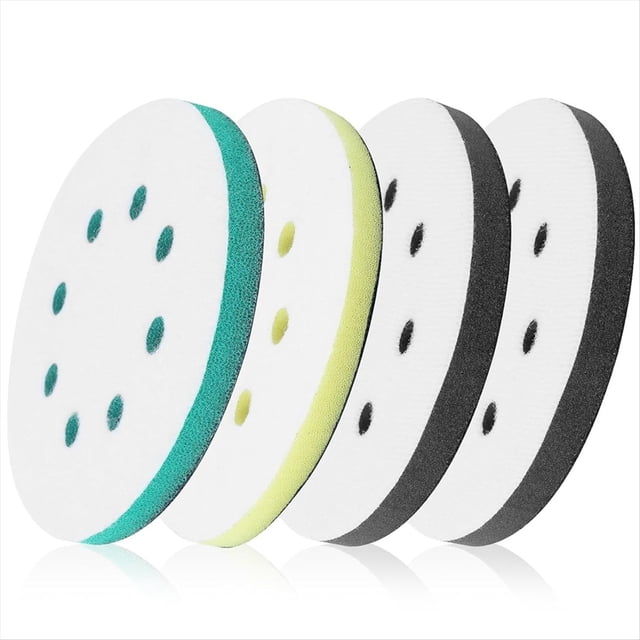 Paquete de 4 almohadillas de espuma para lijadora orbital, almohadillas de lijado de 5" y 8 orificios, almohadilla Surfprep