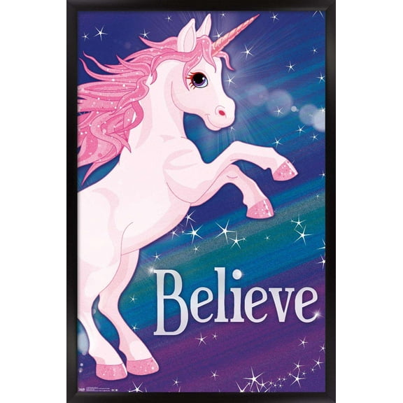 Rainbow Unicorn Wall Poster, 14.725" x 22.375", Framed
