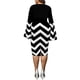 thumbnail image 2 of SAYOO Vestido de talla grande para mujer, manga acampanada, cuello en V, contraste de color, rayas onduladas, vestidos ajustados SAYOO  XL 2XL 3XL 4XL 5XL, 2 of 8