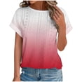 thumbnail image 1 of Plebaso Hauts d'Été pour Femmes T-Shirts à Œillets Mode Décontracté Manches Courtes Blouses Amples Dégradées, 1 of 7