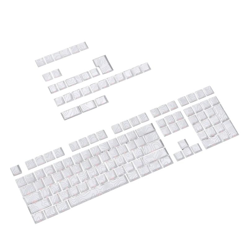 Side Engraved PBT Keycaps 136 Keys Keycap Set Cherry Height with Backlights Line Engravings for Mechanical Keyboards
