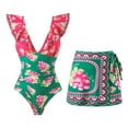 thumbnail image 1 of Birdeem Maillot de Bain une Pièce pour Femmes, Bikini Ajusté Rétro à Imprimé Floral, Aguichant, avec Robe, 1 of 8