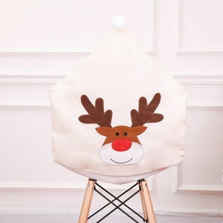Black And White Christmas Decorations For Tables Christmas Smile Moose Kitchen Table Chair Covers Holiday Home Decoration ()