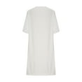 thumbnail image 5 of Meichang Cotton Linen Mini Dresses for Women Lace V Neck Short Sleeve Dresses Solid Casual Loose Summer Dresses Lightweight Comfy Work Dresses White S, 5 of 6