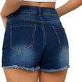 thumbnail image 6 of FUNUONY Jean Shorts Womens High Waisted Stretchy Mom Two Buttons Frayed Raw Hem Ripped Denim Shorts Distressed Shorts for Women Denim Pants Womens Jeans Spring Break Fashion Beach Vacation Clothes Su, 6 of 6