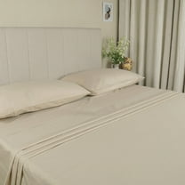 WelHome 100% Cotton Full Sheets Set, 4 Piece Sand Bed Sheets Set with HeiQ Fresh, Percale Weave, Hotel Luxury, Ultra Soft Sheets Set with Pillowcases