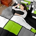 thumbnail image 5 of Manfei Abstract Grid Full Size Bedding Sets, Lime Green Checkered Full Size Bed in a Bag, Black Reversible 7-Piece, 5 of 6