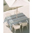 thumbnail image 2 of 60x84 Inch Outdoor Tablecloth with Umbrella Hole Zipper Rectangle Ethnic Tribe Boho Rectangular Tablecloths Outside Waterproof Geometric Diamonds Dots Modern Patio Table Cloth Cover for Picnic Party, 2 of 8