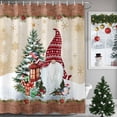 thumbnail image 3 of Christmas Shower Curtain, 72" x 72", Xmas Dwarfs Pine Tree Snowflakes Yellow Wood Grain Waterproof Bathroom Curtain Washable Shower Curtain Set with 12 Hooks, 3 of 6