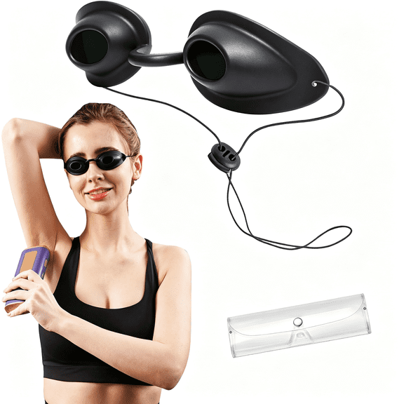 HBMYN Flexible Red Light & Ipl Goggles, Uv Protection/Tanning/Hair Removal, Blocks 200-2000Nm, Adjustable Strap & Case