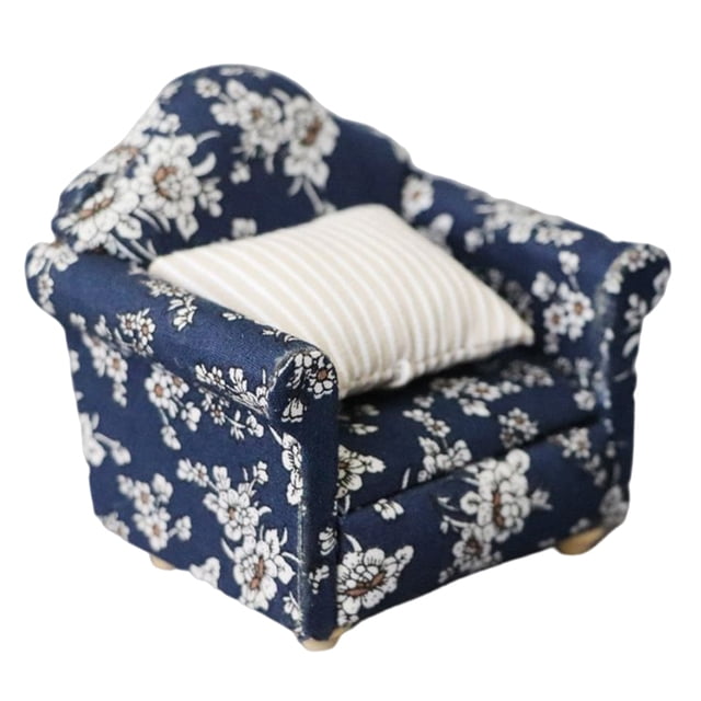 Guardoinrt 1/2/3/5 Sofa Mini Furniture Toy Miniatures Pillow Decoration Statue Simulation Crafts Model Accessory Present Blue White Flower 1 Pc