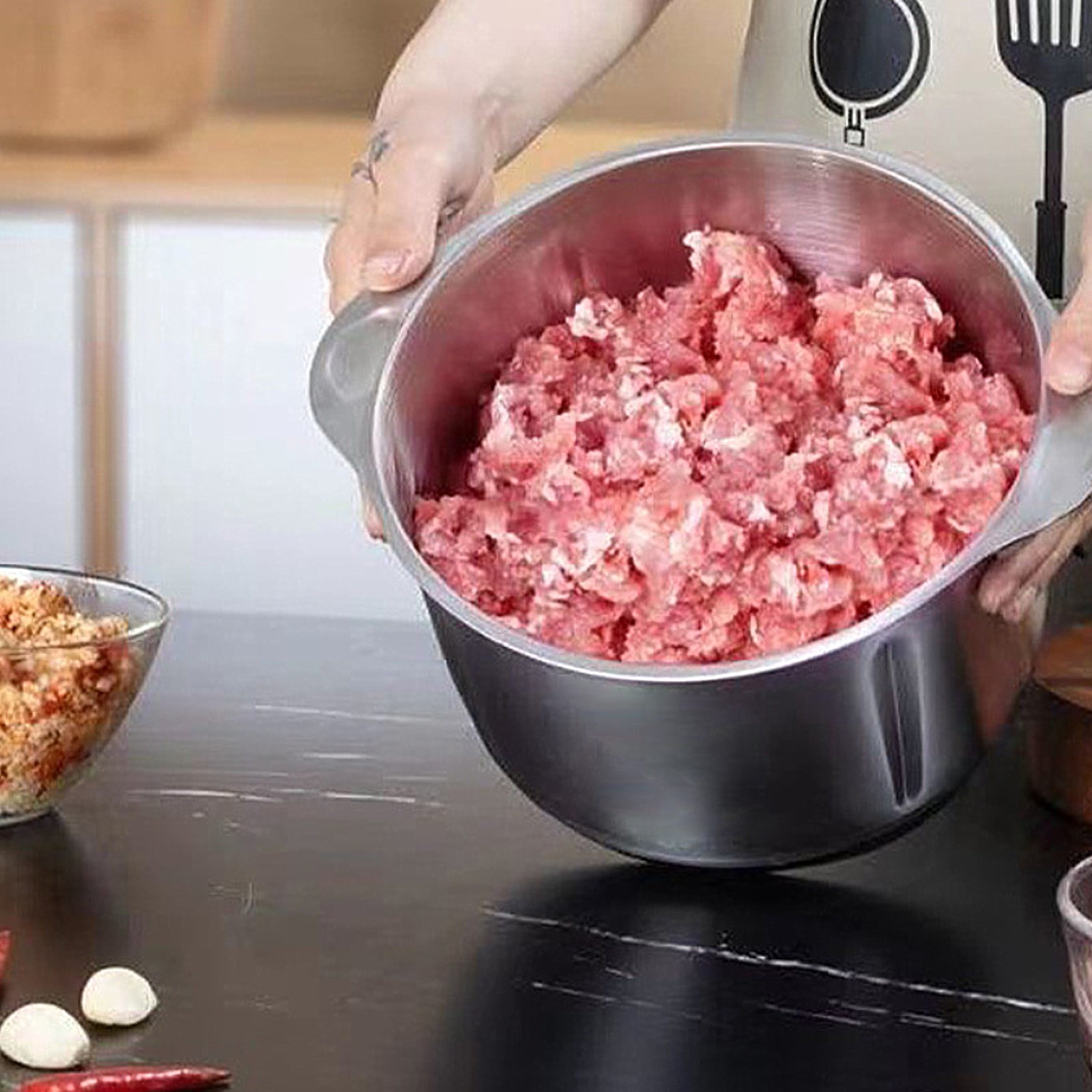 SATRINO Food Processors, Electric Food Chopper with Meat Grinder & Vegetable Chopper - with Powerful 450W Copper Motor - Includes 2 Sets of Bi-Level Blades for Fruits/Meat/Nuts