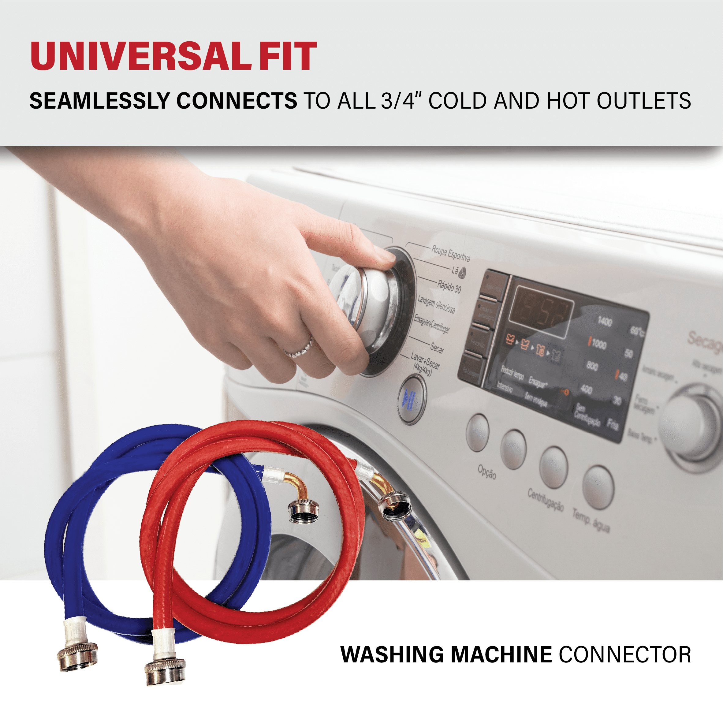 Dr. Rooter 5 ft Hot and Cold Water Supply Hoses 2 pc for Washing Machine