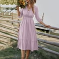 thumbnail image 2 of Summer Fashion Dresses for Womens 2024 Plus Size Solid Color Irregular Collar Button Long Sleeve Dresses Gift for Women Womens Plus $15 & Under, 2 of 8