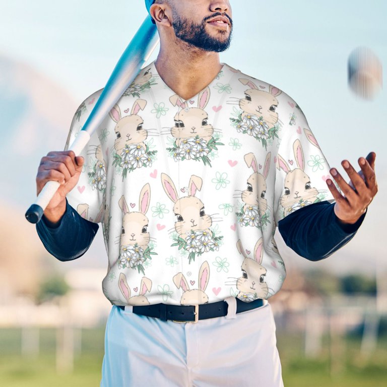 その他 8rabbit6 Lukts Rabbit And Flower for Men's Baseball T-shirt, Moisture