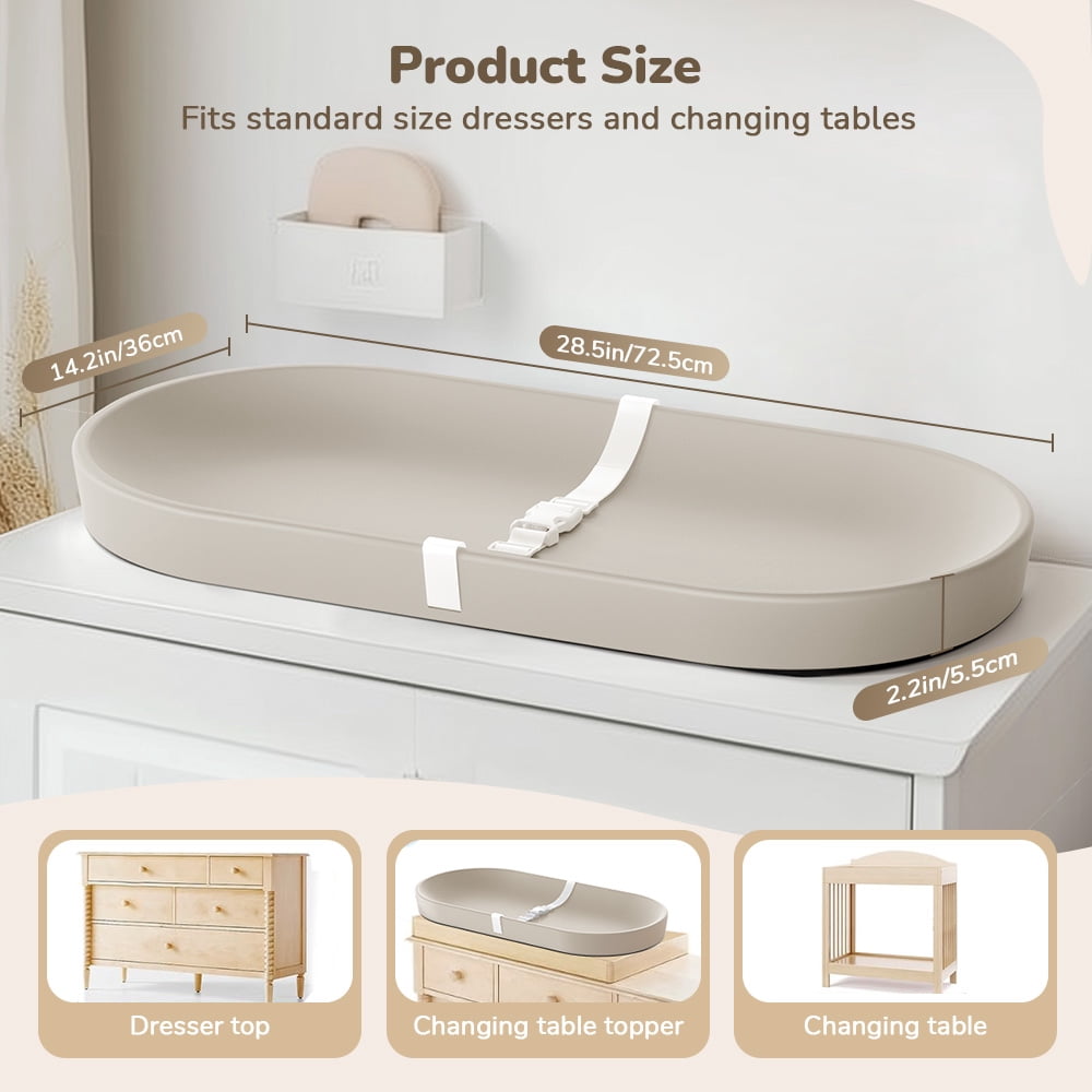 Baby Changing Pad, Caveen Lightweight and Portable Changing Station for Diaper Change and Dresser, with Safety Restraint Belt, Waterproof