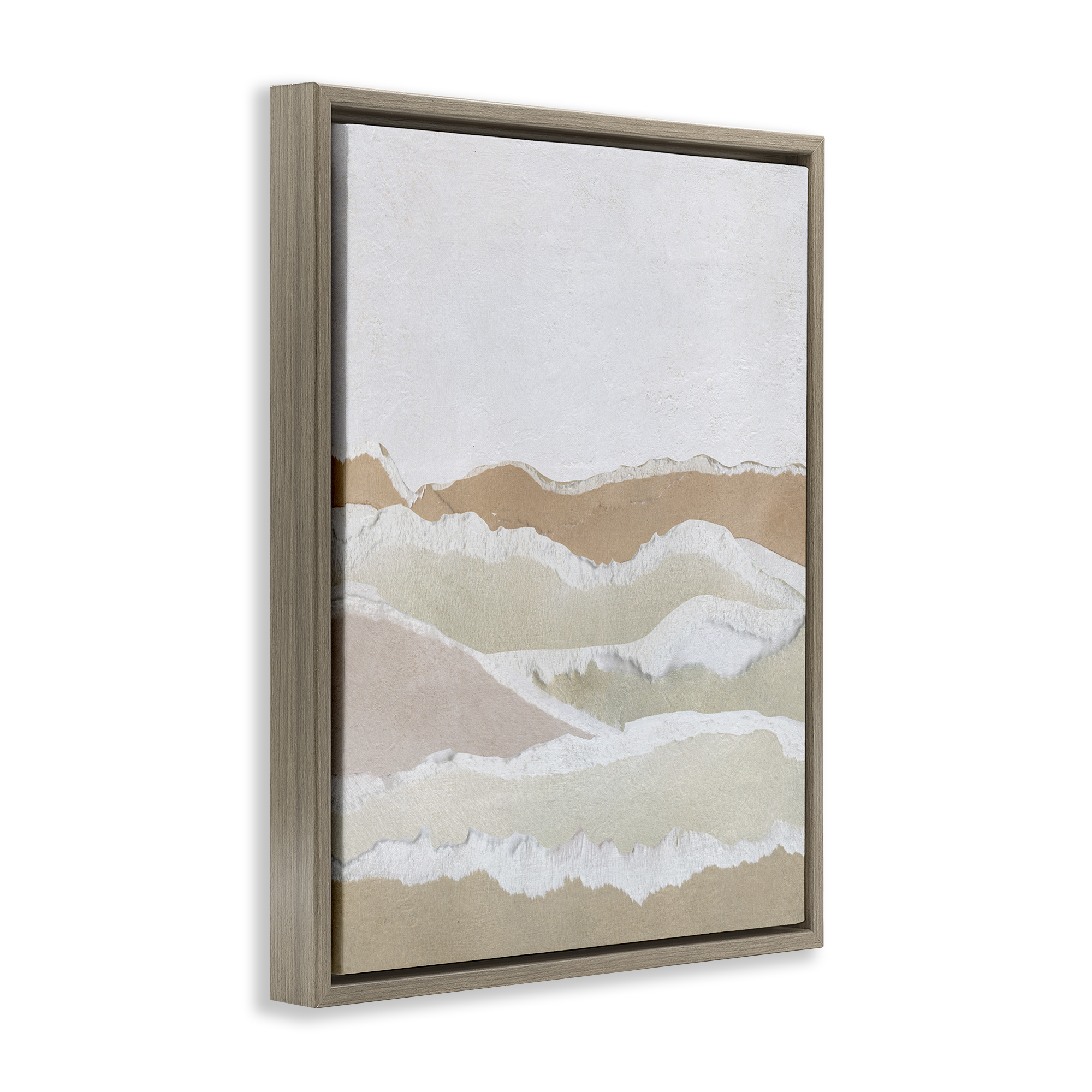 Stupell Industries Collaged Dessert Hills Abstract Painting Brown Floater Framed Canvas Art Print Wall Art, 25 x 31
