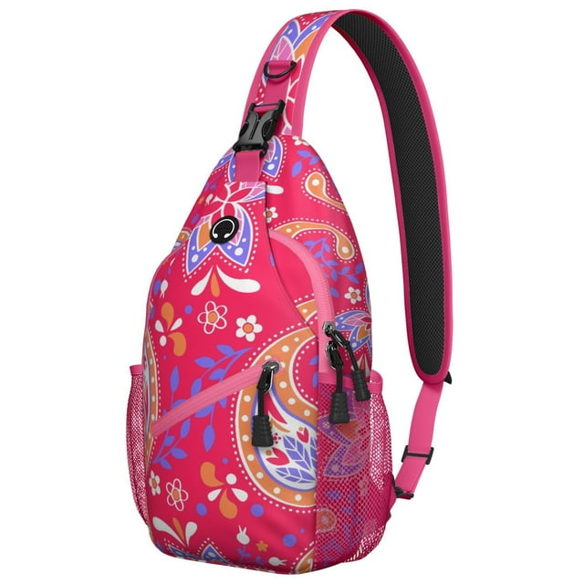 Exotic Paisley Artwork Crossbody Bag - Chic Boho Shoulder Backpack - Lightweight & Durable for Biking, Hiking, Commuting