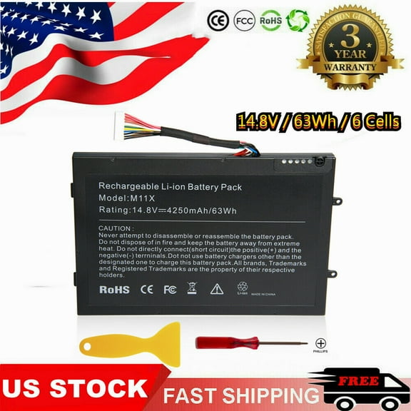 Battery For Dell Alienware M11x M14x R1 R2 PT6V8 KR-08P6X6 T7YJR P06T P18G 63Wh