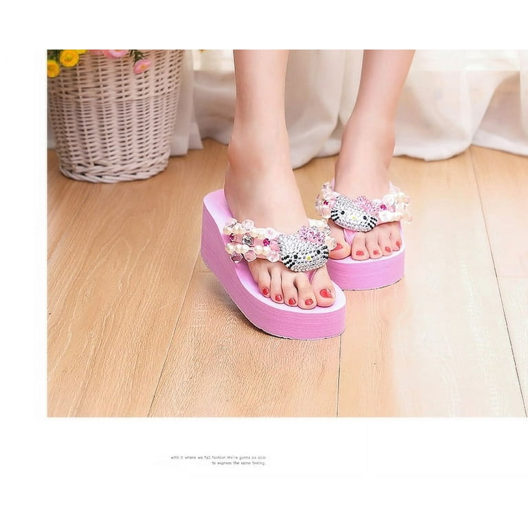 Sanrio Hello Kitty women's flip-flops summer thick-soled trendy