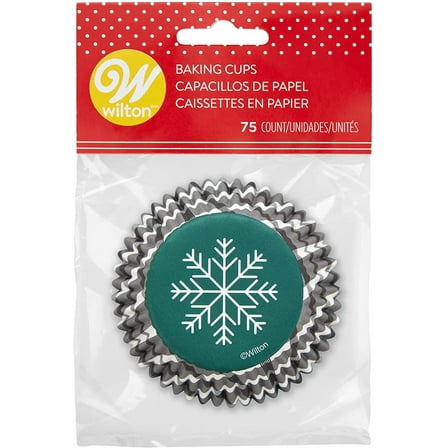 Wilton Black and White Plaid With Snowflake Baking Cups Liners - 75 Pack