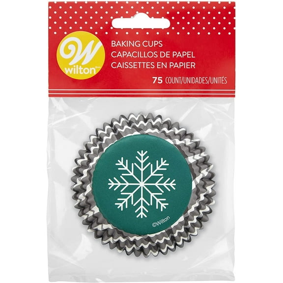Wilton Black and White Plaid With Snowflake Baking Cups Liners - 75 Pack