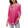 thumbnail image 1 of Camisas bohemias de manga 3/4 para mujer, blusa campesina bordada Adepaton CJWUS-4336, 1 of 6