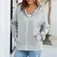 thumbnail image 2 of Sweatshirt for Women,Women Autumn Winter Casual Solid Color Zipper Hooded Jacket Drawstring Pocket Zipper Sports Jacket Coat,Plus Size Sweatshirts for Women,Size:XL, 2 of 7