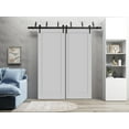 thumbnail image 3 of Sliding Closet Barn Bypass Doors 56 x 84 inches | Quadro 4111 Matte Grey | Sturdy 6.6ft Rails Hardware Set | Wood Solid Bedroom Wardrobe Doors, 3 of 6