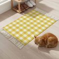 thumbnail image 6 of Bathroom Rug 2'x 3', Yellow Gradient Woven Cotton Washable Rug with Tassels, Farm Plaid Buffalo Checkered Gingham Non Slip Front Door Mat for Entrance, Doorway, Hallway, Laundry Room, 6 of 9