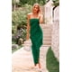 thumbnail image 3 of Vestido PRETTYGARDEN sin tirantes con volantes, verde oscuro, talla mediana, 3 of 8