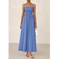 thumbnail image 3 of Vestido largo PRETTYGARDEN para mujer, fruncido, verano, playa, azul, 3 of 9